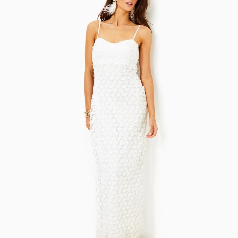 Lilly Pulitzer White Floral Lace Maxi Dress